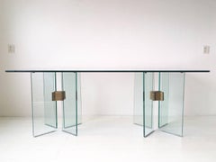Peter Ghyczy Exclusive Glass and Brass Dining Room Table, 1970s