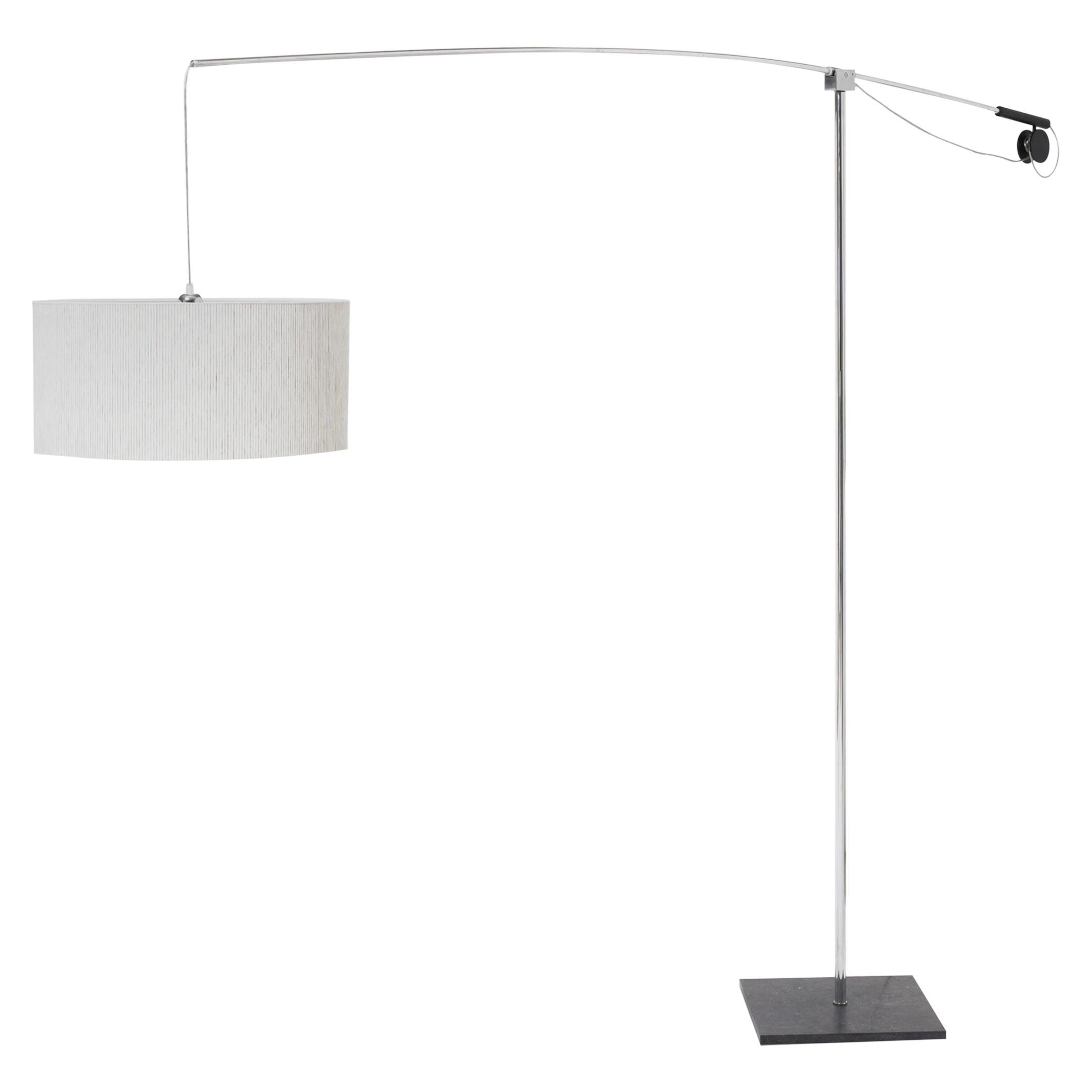 Peter Ghyczy Floor Lamp Urban Lotis 'MW22' Stainless Steel / Lampshade Off-White