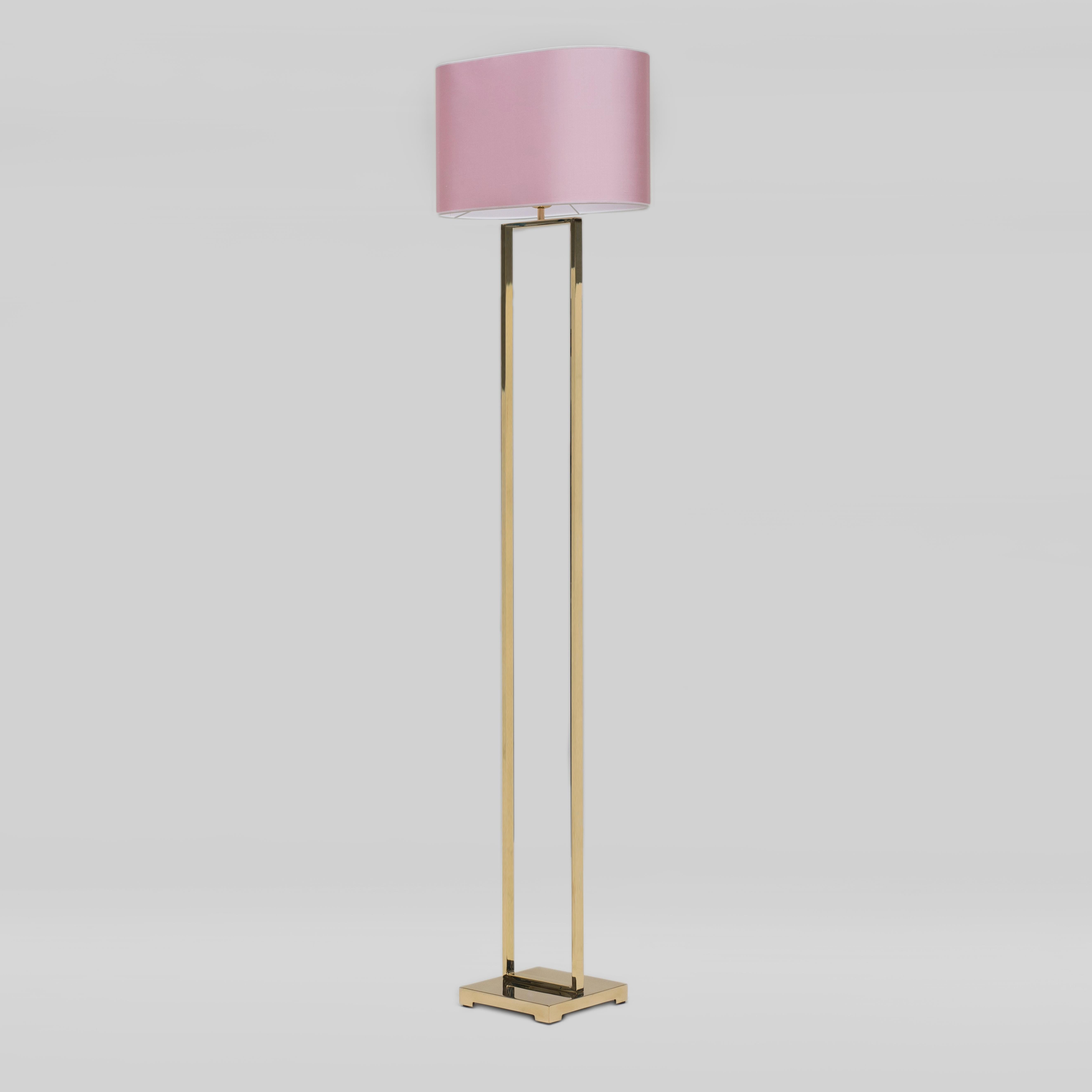 Peter Ghyczy Floor Lamp Urban Lotis 'MW24' Brass Gloss / Silk Pink In New Condition In Barcelona, Barcelona