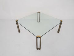 Peter Ghyczy for Ghyczy Brass and Glass Square Coffee Table, 1970's