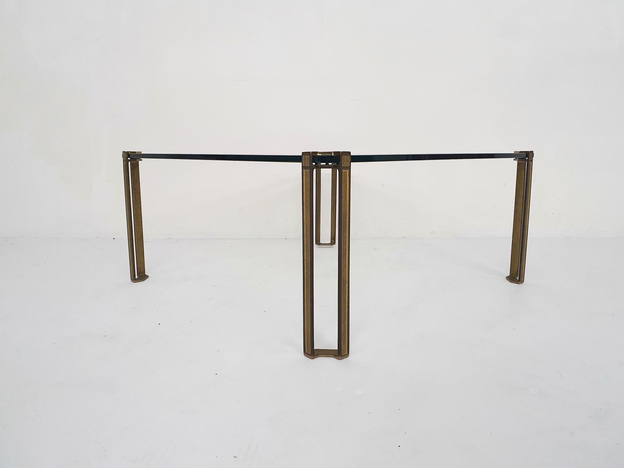Peter Ghyczy for Ghyczy Brass and Glass Square Coffee Table, 1970's For Sale 1