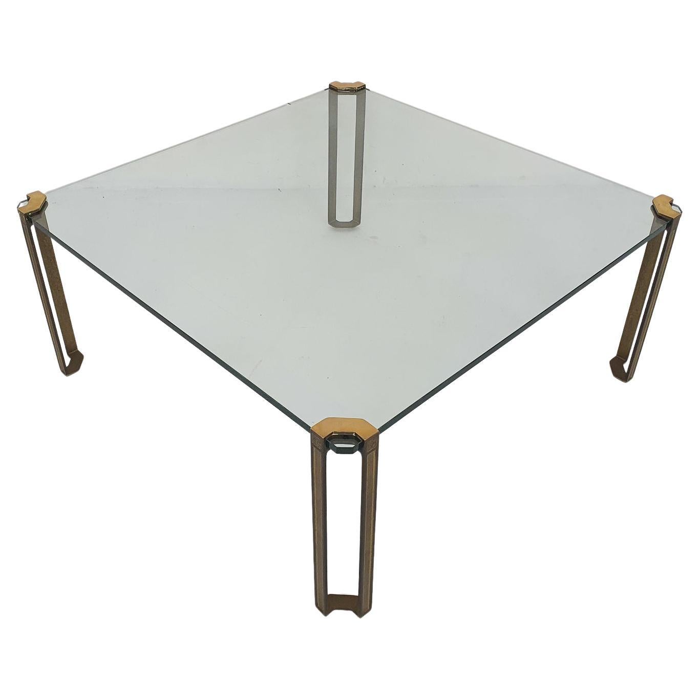 Peter Ghyczy for Ghyczy Brass and Glass Square Coffee Table, 1970's