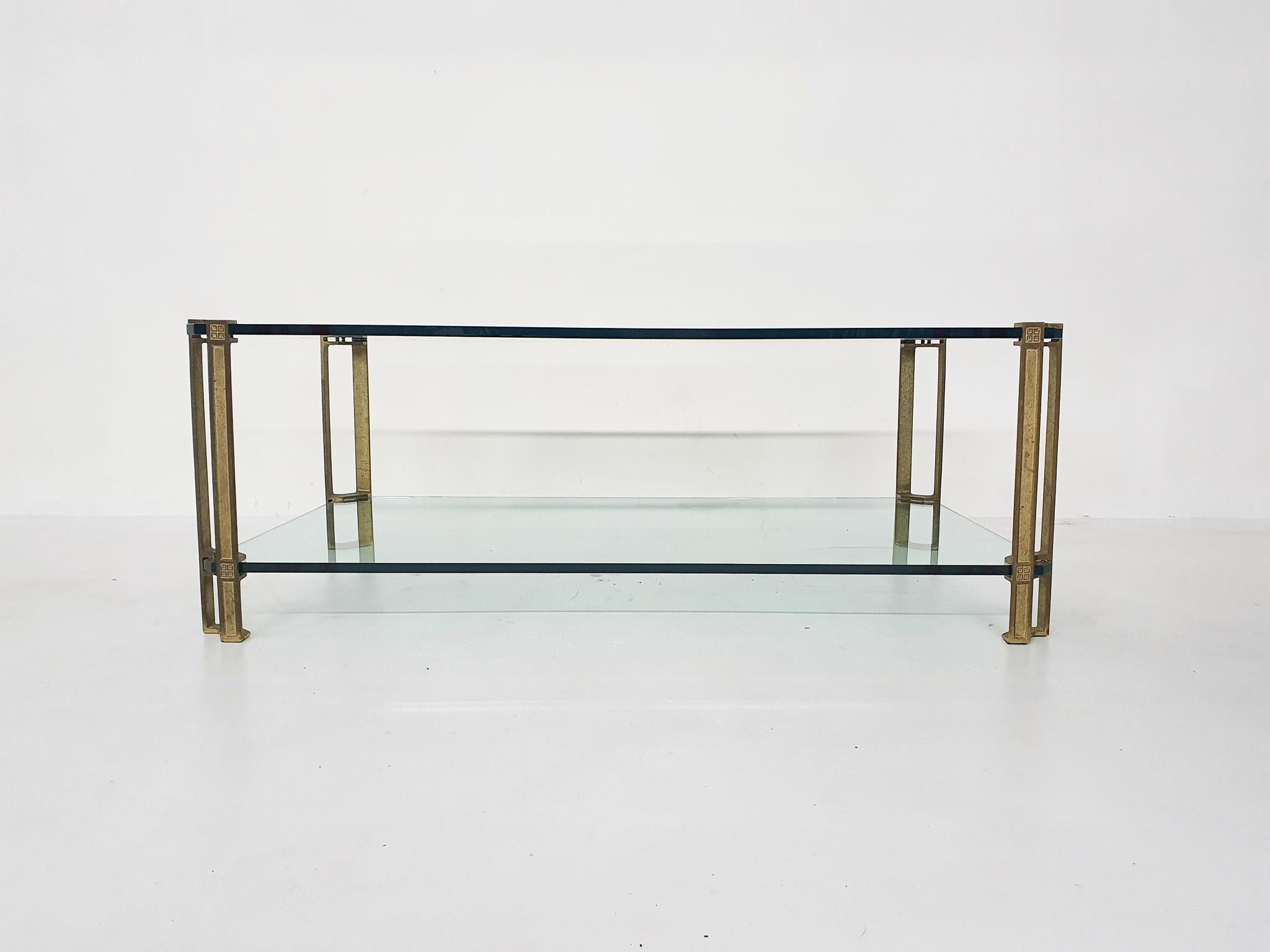 Mid-Century Modern Peter Ghyczy for Ghyzcy Brass and Glass Coffee Table, 1970's