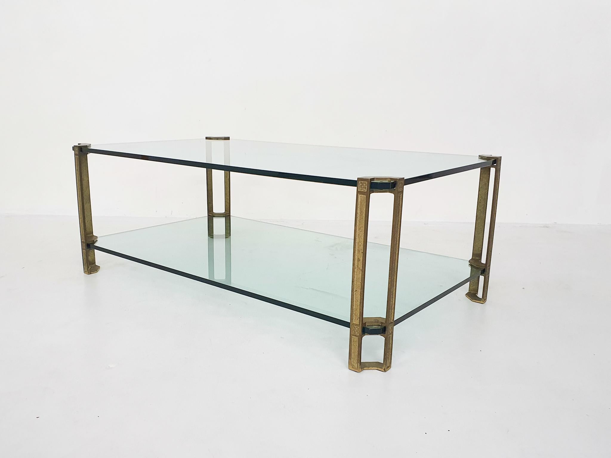 Dutch Peter Ghyczy for Ghyzcy Brass and Glass Coffee Table, 1970's