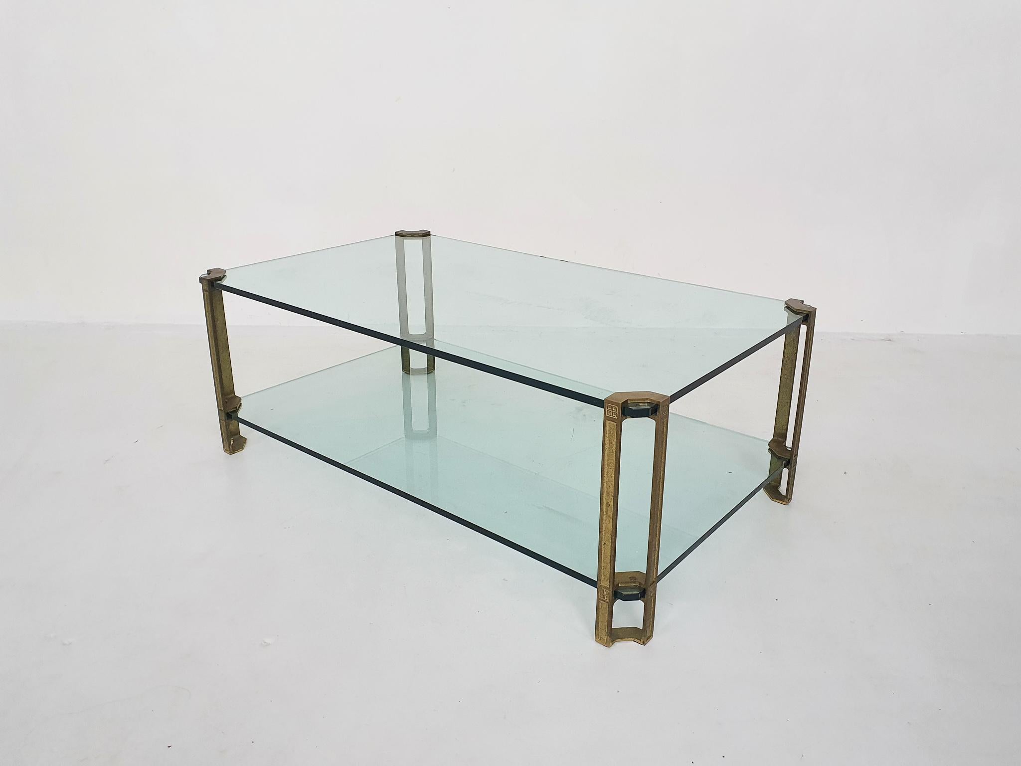 Peter Ghyczy for Ghyzcy Brass and Glass Coffee Table, 1970's In Good Condition In Amsterdam, NL