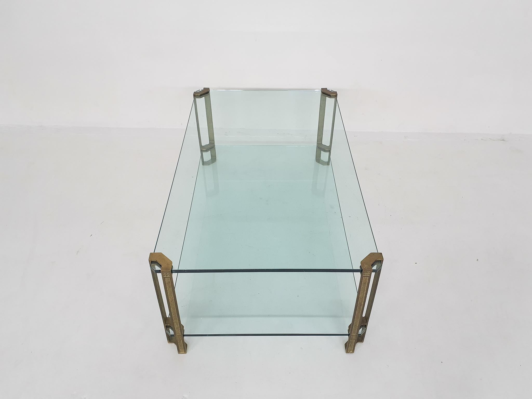 Late 20th Century Peter Ghyczy for Ghyzcy Brass and Glass Coffee Table, 1970's