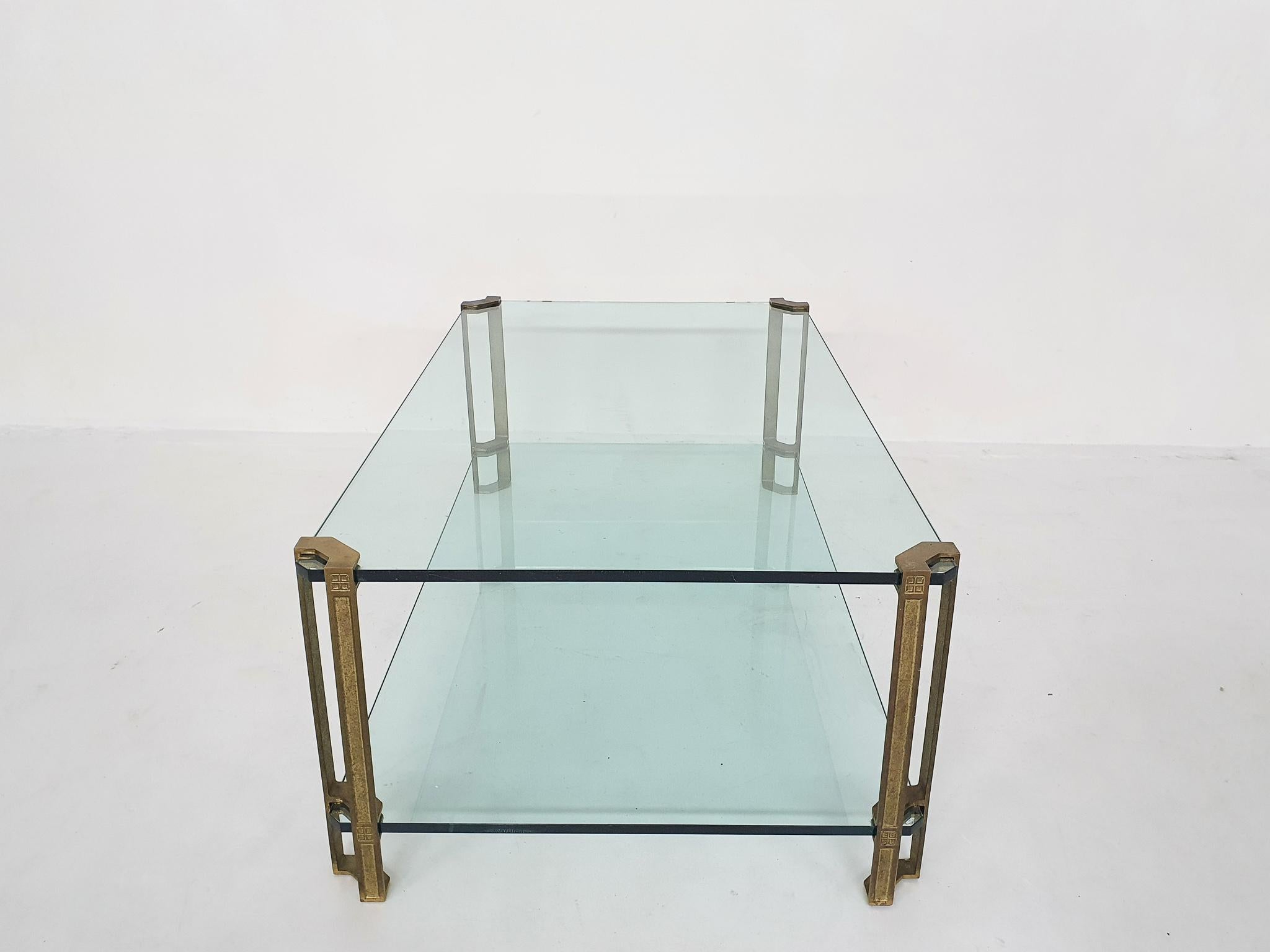 Peter Ghyczy for Ghyzcy Brass and Glass Coffee Table, 1970's 1