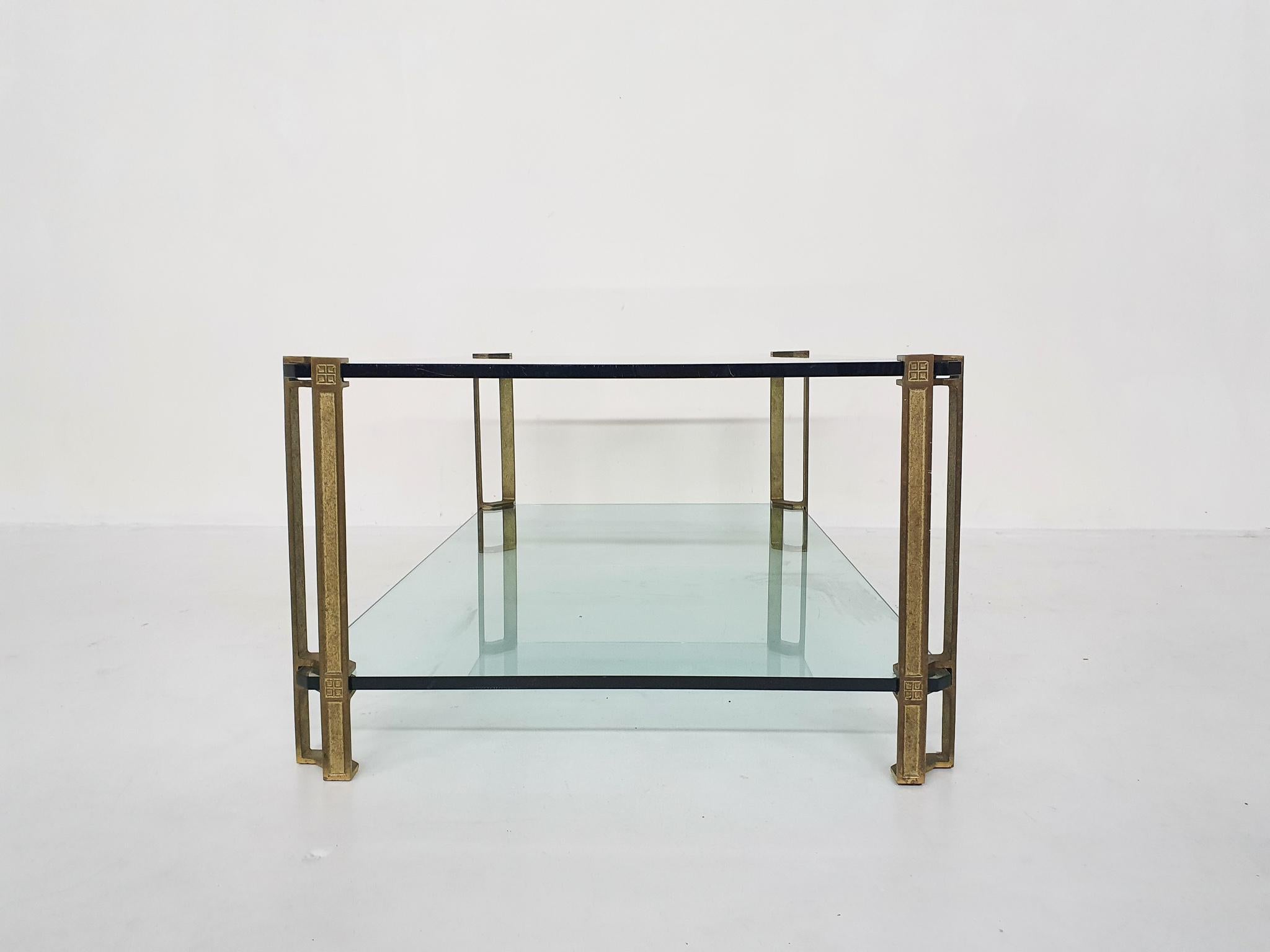 Peter Ghyczy for Ghyzcy Brass and Glass Coffee Table, 1970's 2
