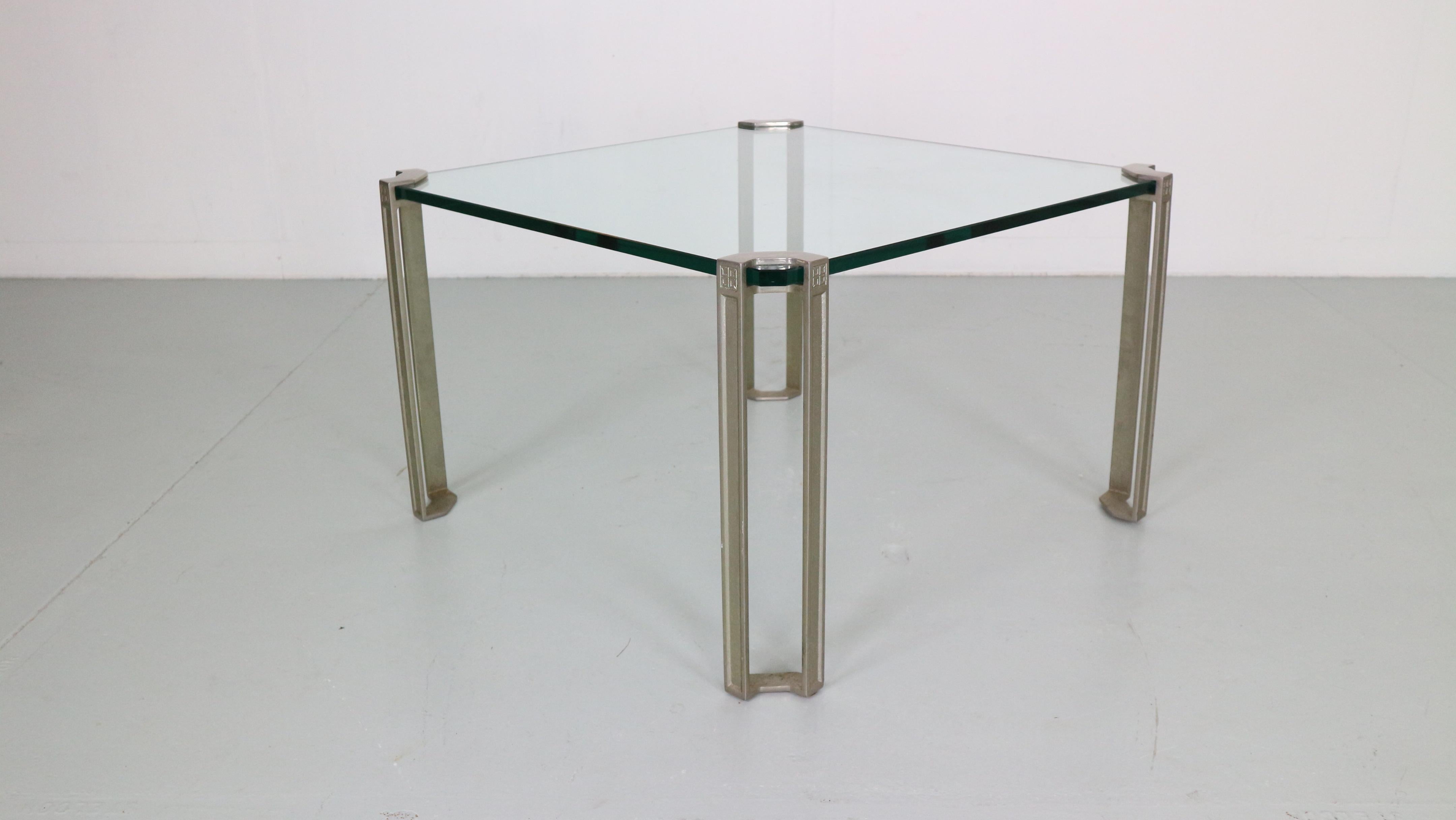 Peter Ghyczy for Ghyzcy Square Glass Coffee Table, 1970's Hollywood Regency For Sale 2