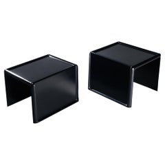 Peter Ghyczy for Horn Collection Pair of Nesting Tables in Black Fiberglass
