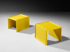 Peter Ghyczy for Horn Collection Pair of Nesting Tables in Yellow Fiberglass
