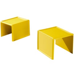 Peter Ghyczy for Horn Collection Pair of Nesting Tables in Yellow Fiberglass