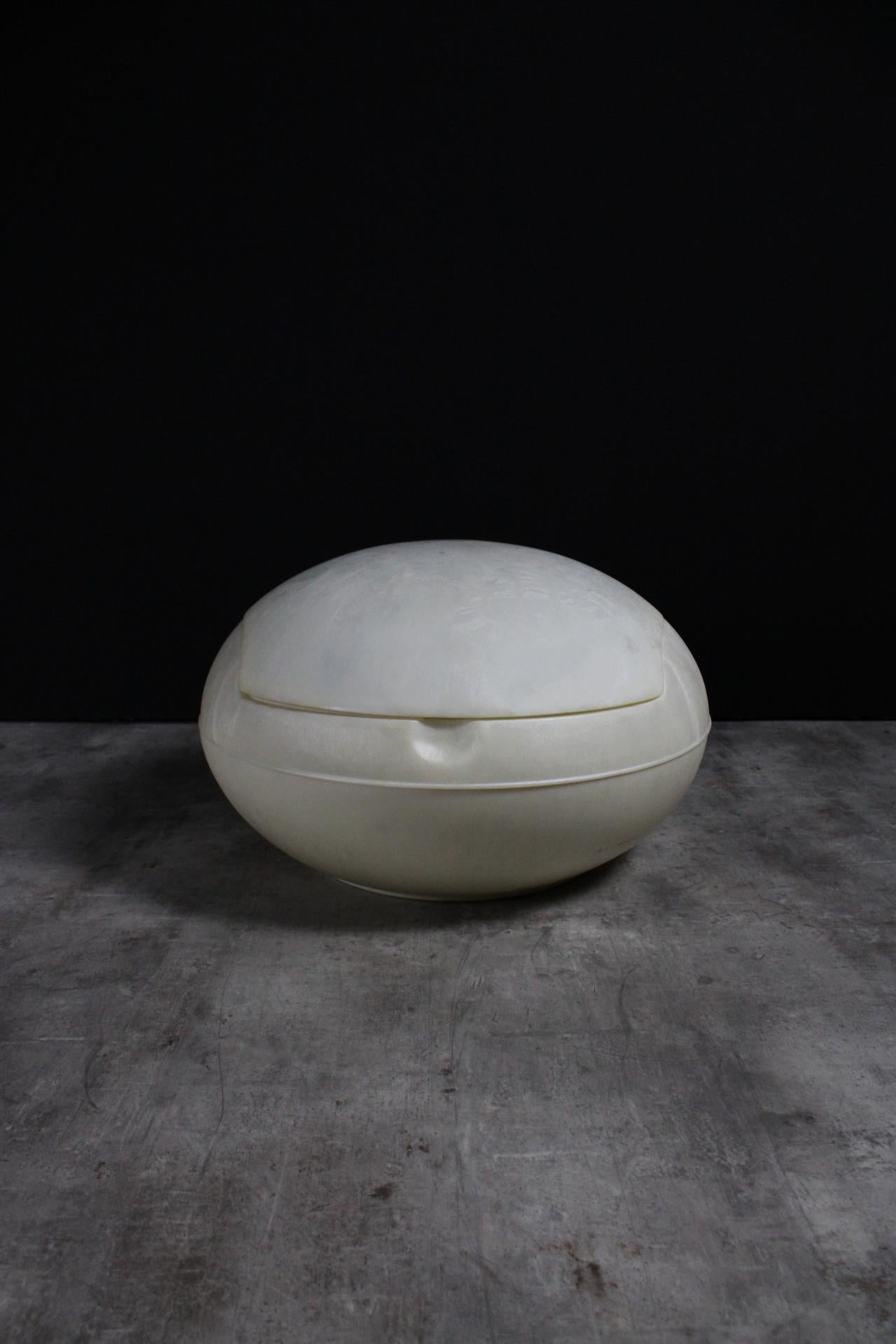 Molded Peter Ghyczy Garden Egg Chair Signed Space Age Lounge 90's Black Marble White For Sale
