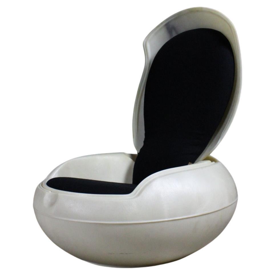 Peter Ghyczy Garden Egg Chair Signed Space Age Lounge 90's Black Marble White en vente