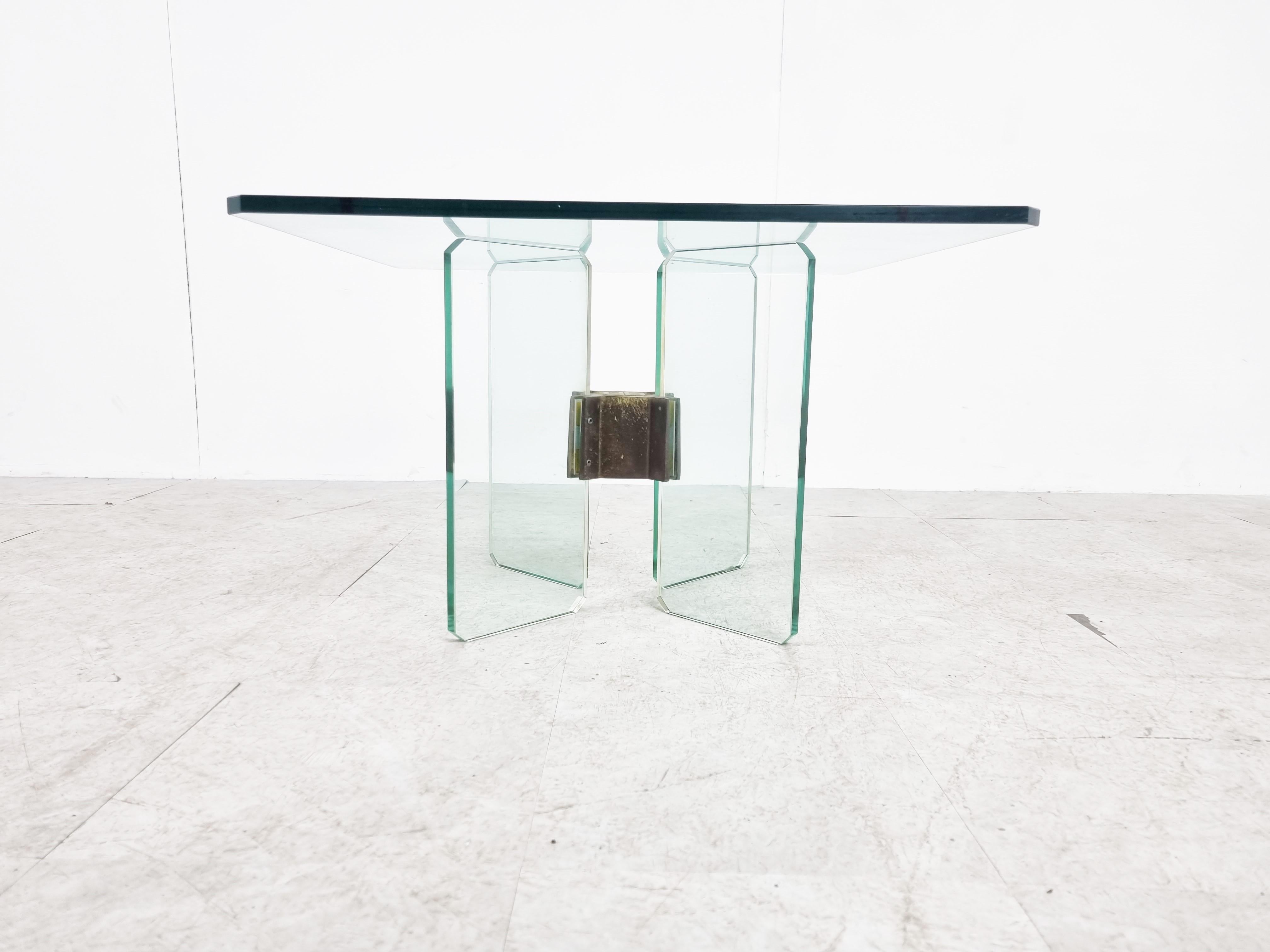 Peter Ghyczy Glass and Brass Coffee Table In Good Condition In HEVERLEE, BE