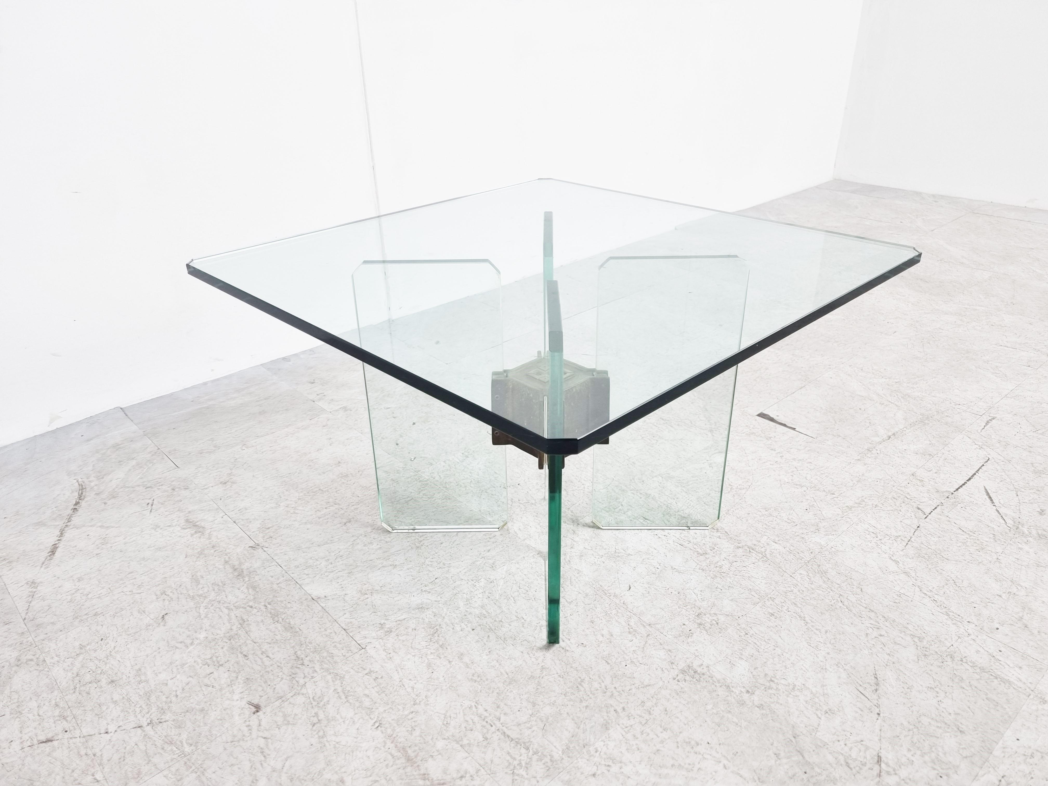 Peter Ghyczy Glass and Brass Coffee Table 1