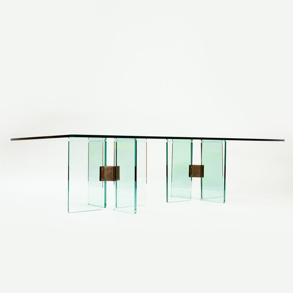  Table basse rectangulaire en verre et bronze Peter Ghyczy Bon état - En vente à Zevenaar, NL