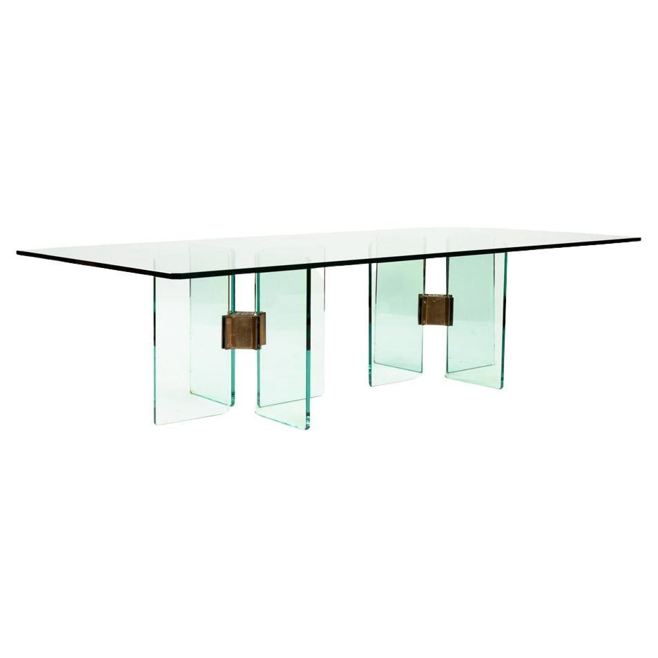  Table basse rectangulaire en verre et bronze Peter Ghyczy en vente