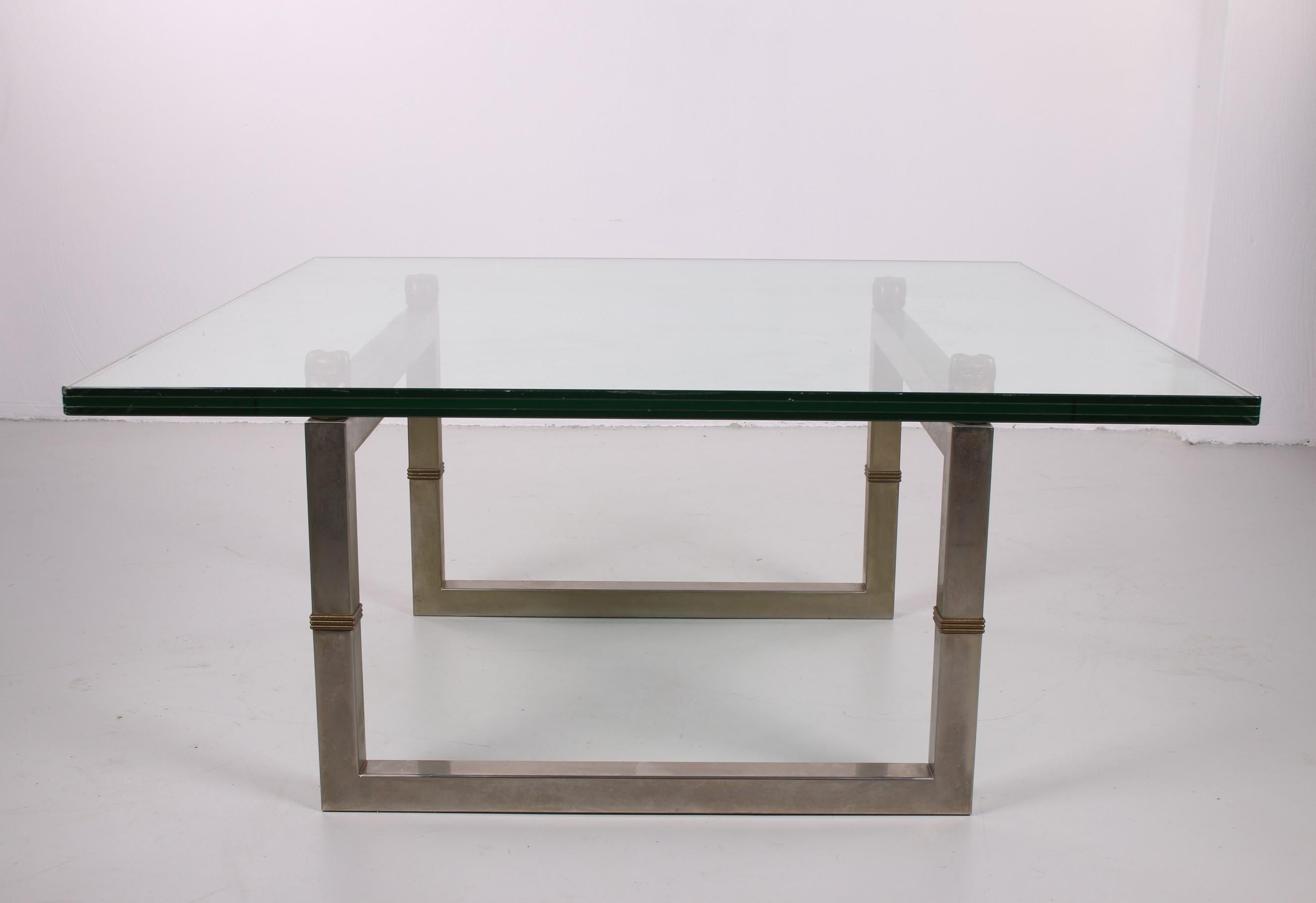 Table basse en verre Peter Ghyczy avec cadre en acier inoxydable Biri T29 Bon état - En vente à Oostrum-Venray, NL