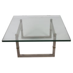 Peter Ghyczy Glass Coffee Table with Stainless Steel Frame Biri T29