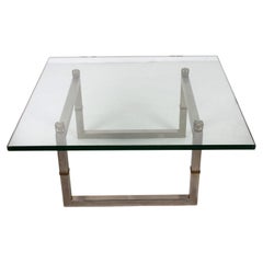 Peter Ghyczy Glass Coffee Table with Stainless Steel Frame Biri T29