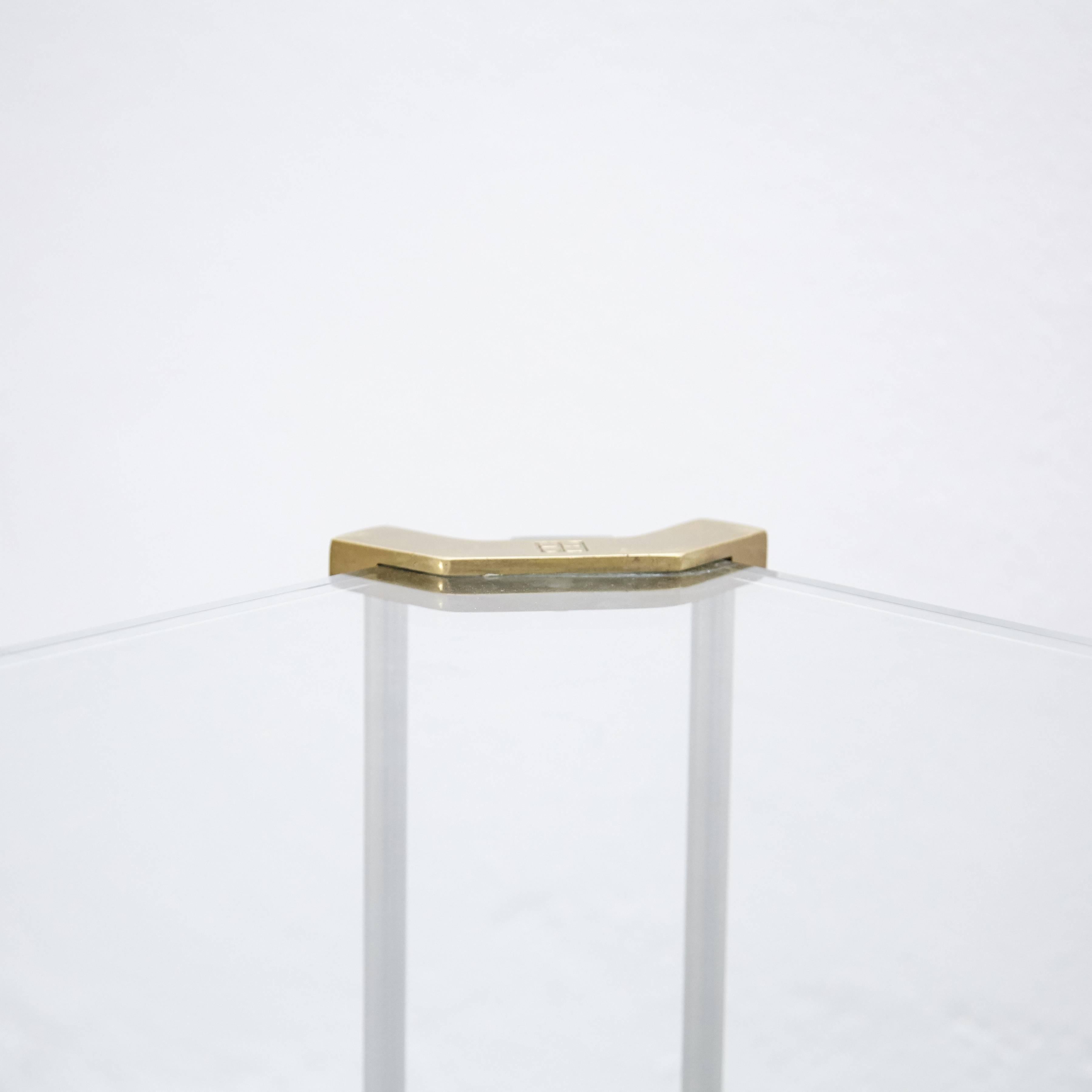 Brass Peter Ghyczy Glass Low Table, circa 1970