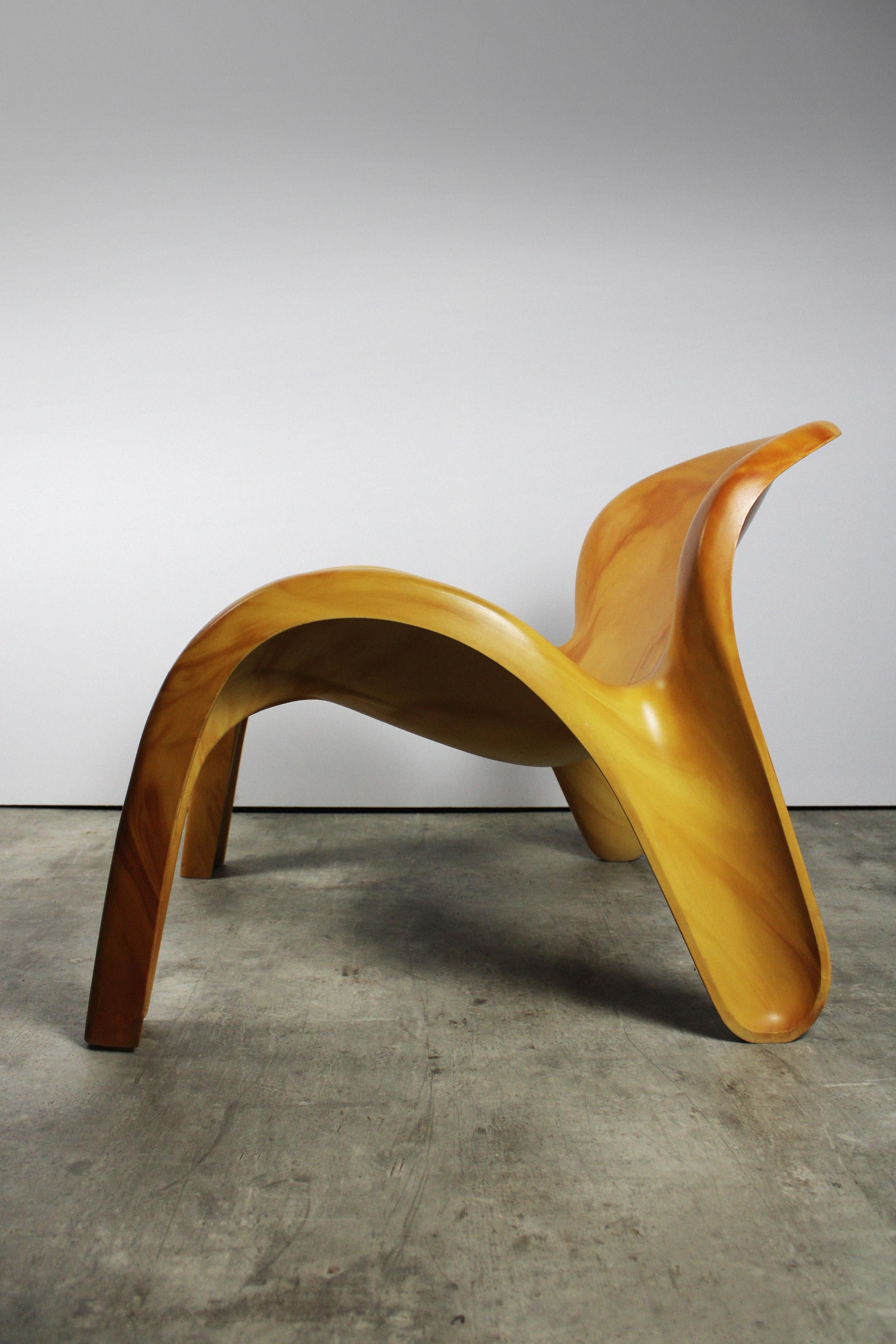 Molded Peter Ghyczy GN2 Chair 1970 Space Age Vintage Lounge Polyurethane Ochre Yellow For Sale