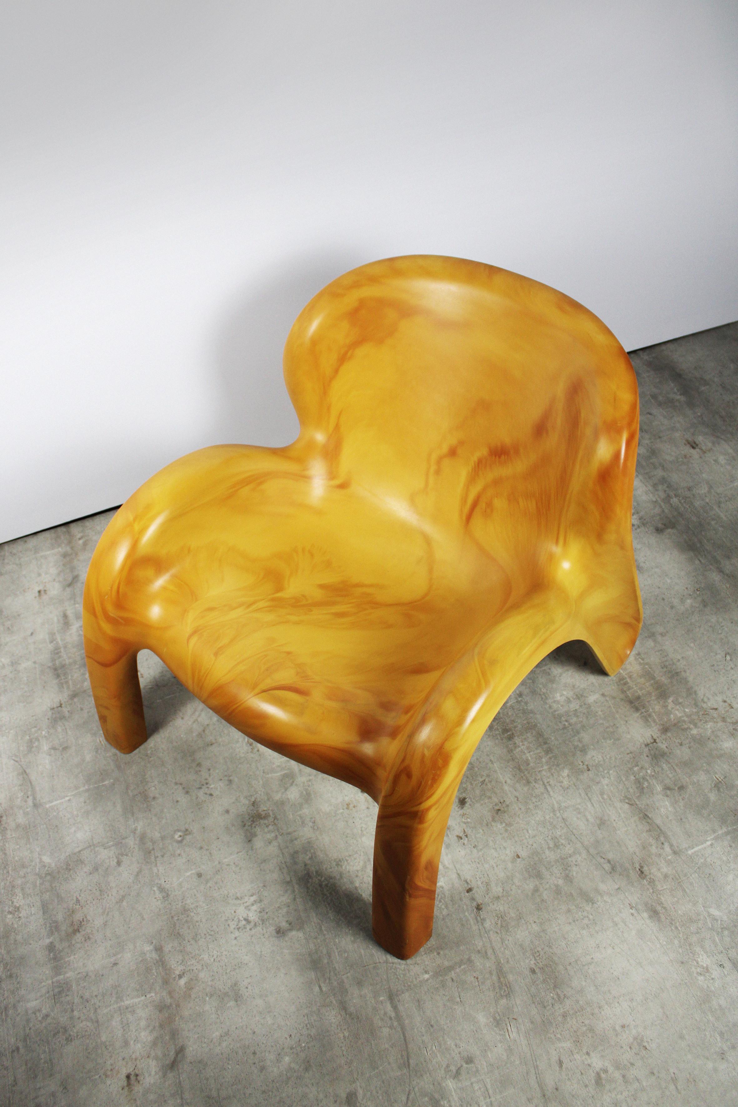 Chaise longue en polyuréthane jaune ocre de l'ère spatiale Peter Ghyczy GN2, 1970 Bon état - En vente à Antwerpen, BE