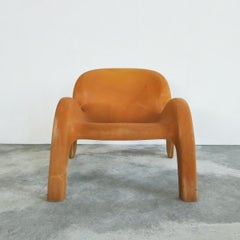 Fauteuil de salon jaune ocre vintage Peter Ghyczy GN2