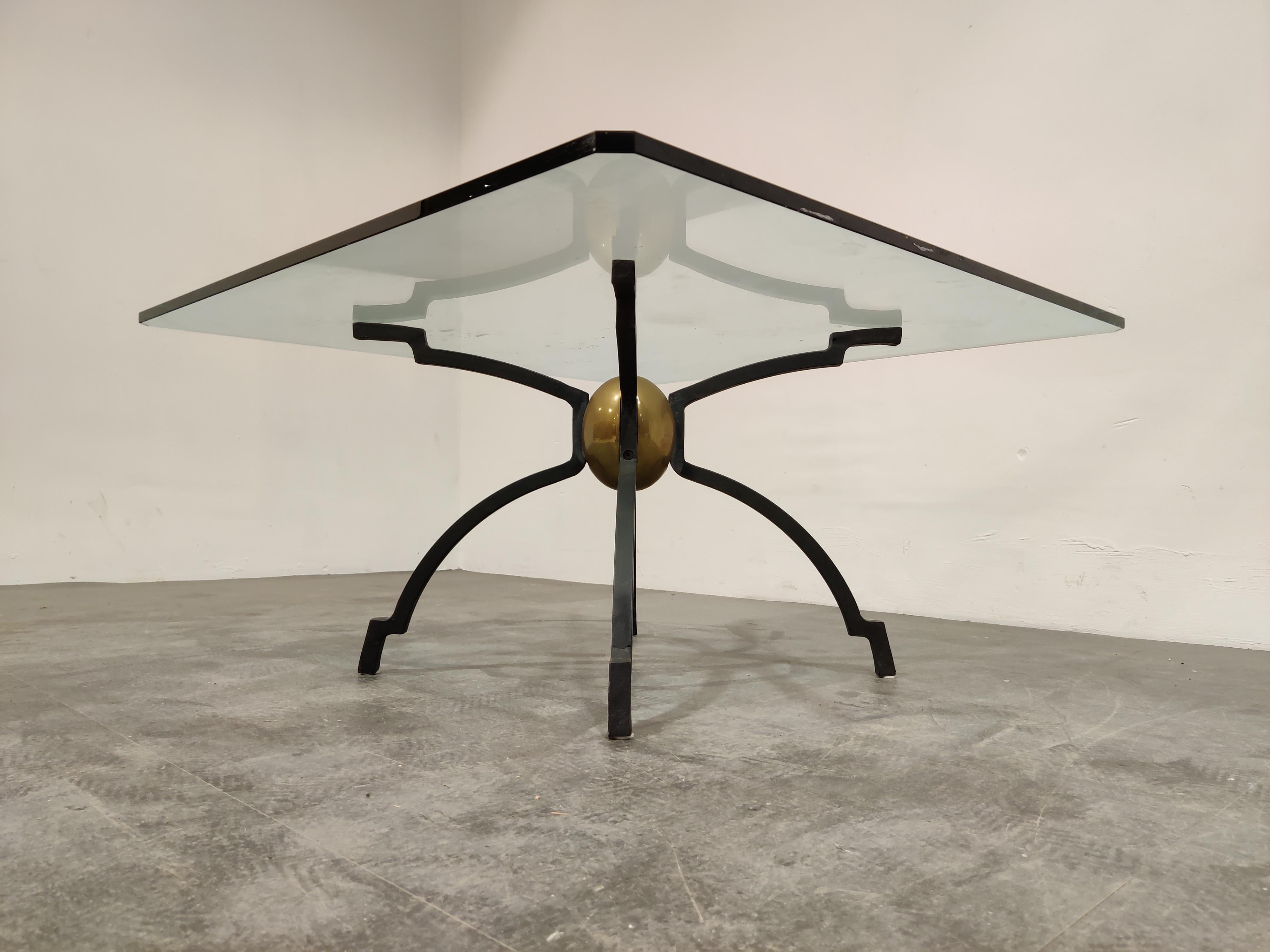 Dutch Peter Ghyczy Iron and Brass Coffee Table