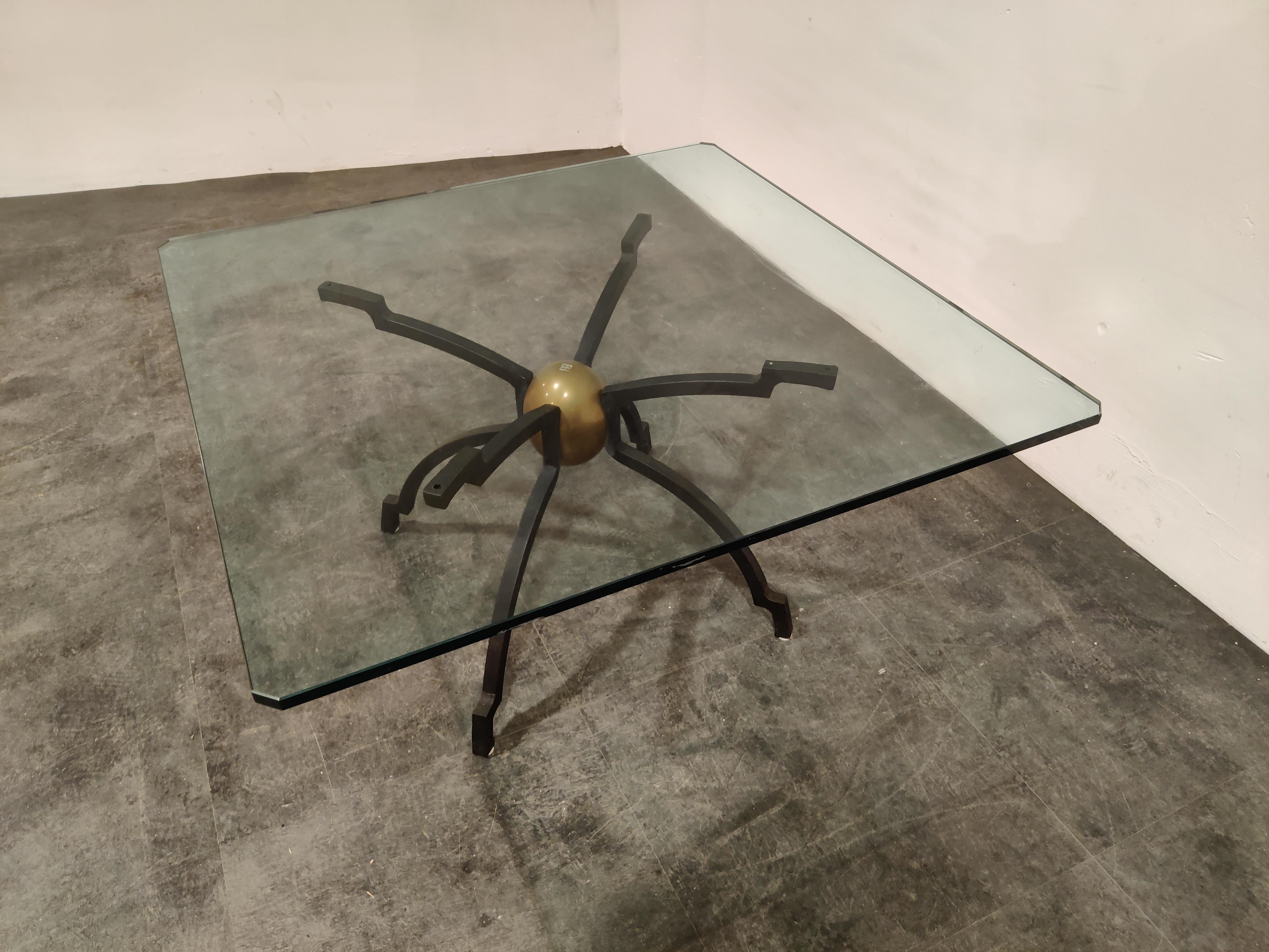 Late 20th Century Peter Ghyczy Iron and Brass Coffee Table