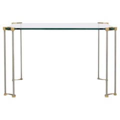 Peter Ghyczy Mid-Century Glass Low Table with Brass Legs, Circa 1970