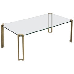 Peter Ghyczy Mid-Century Modern Brass and Glass Low Table, circa 1970