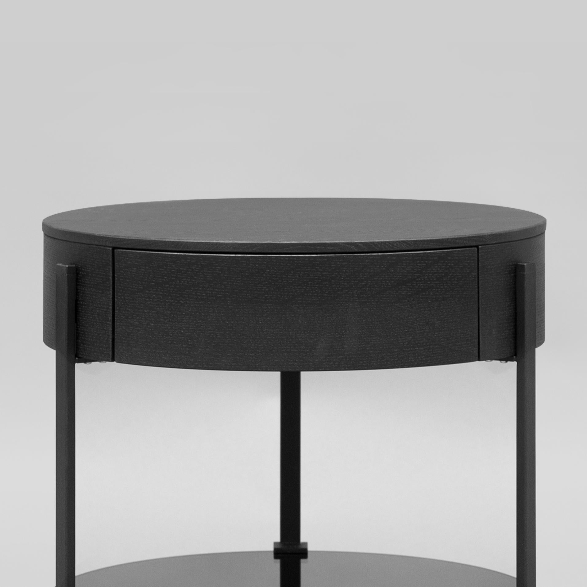 Modern Peter Ghyczy Side Table Pioneer Alice 'T79l' Charcoal / Oak / Tinted Grey