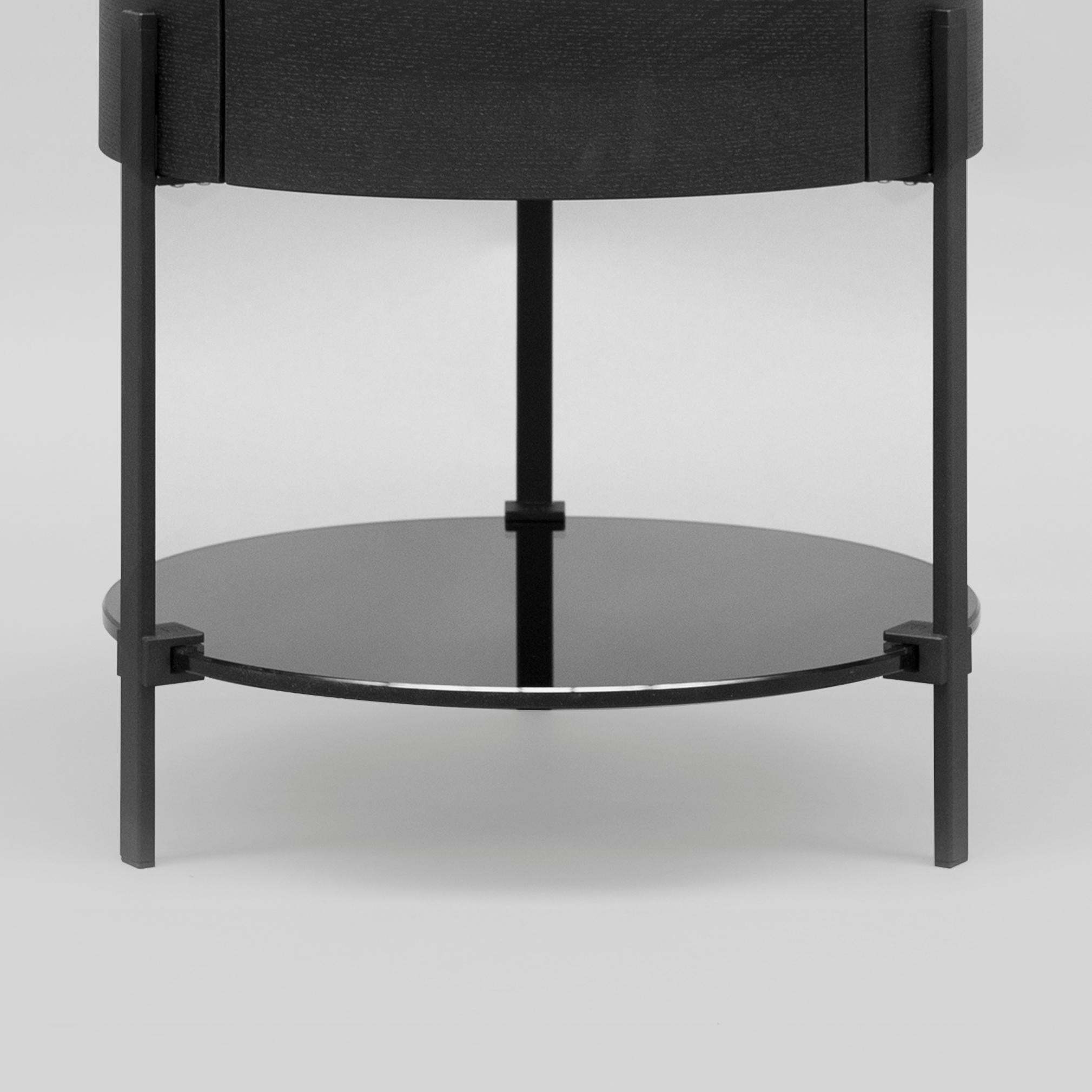 Peter Ghyczy Side Table Pioneer Alice 'T79l' Charcoal / Oak / Tinted Grey In New Condition In Barcelona, Barcelona
