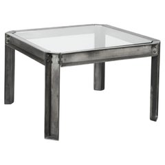 Peter Ghyczy Raw Steel & Glass Side Tables, 1970s