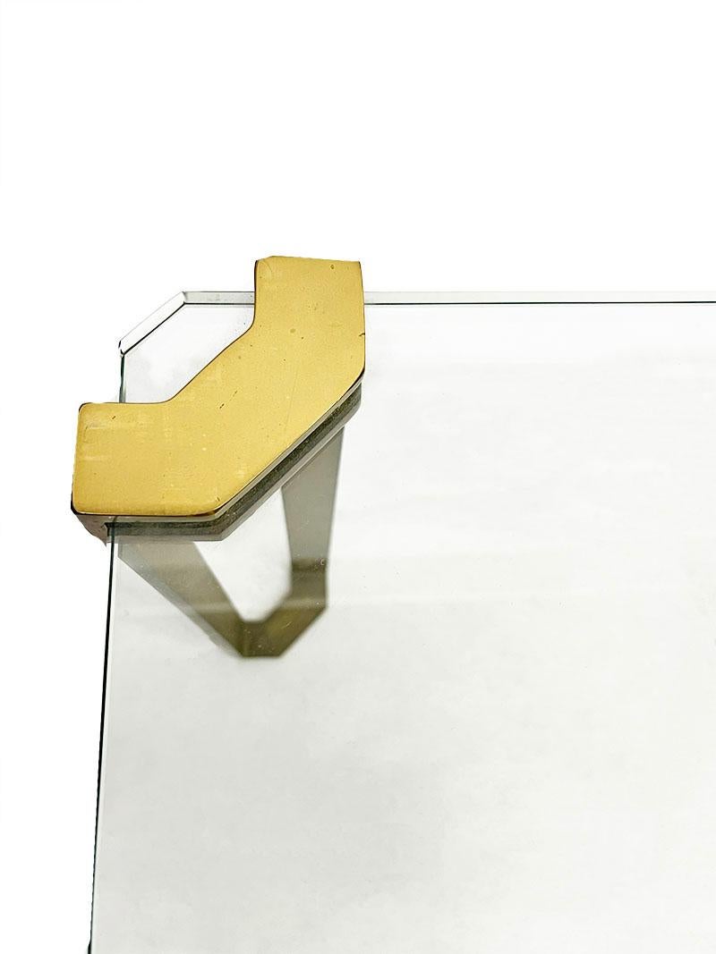 20ième siècle Ensemble de tables carrées en verre et bronze de Peter Ghyczy, 1970 en vente