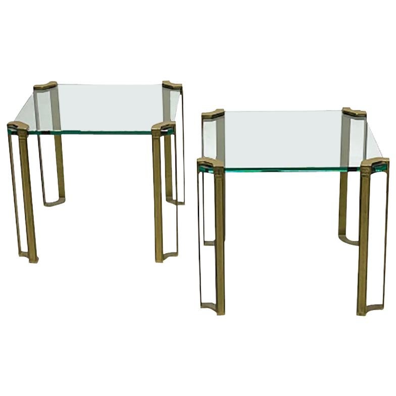 Peter Ghyczy Set Glass and Bronze Square Tables, 1970s