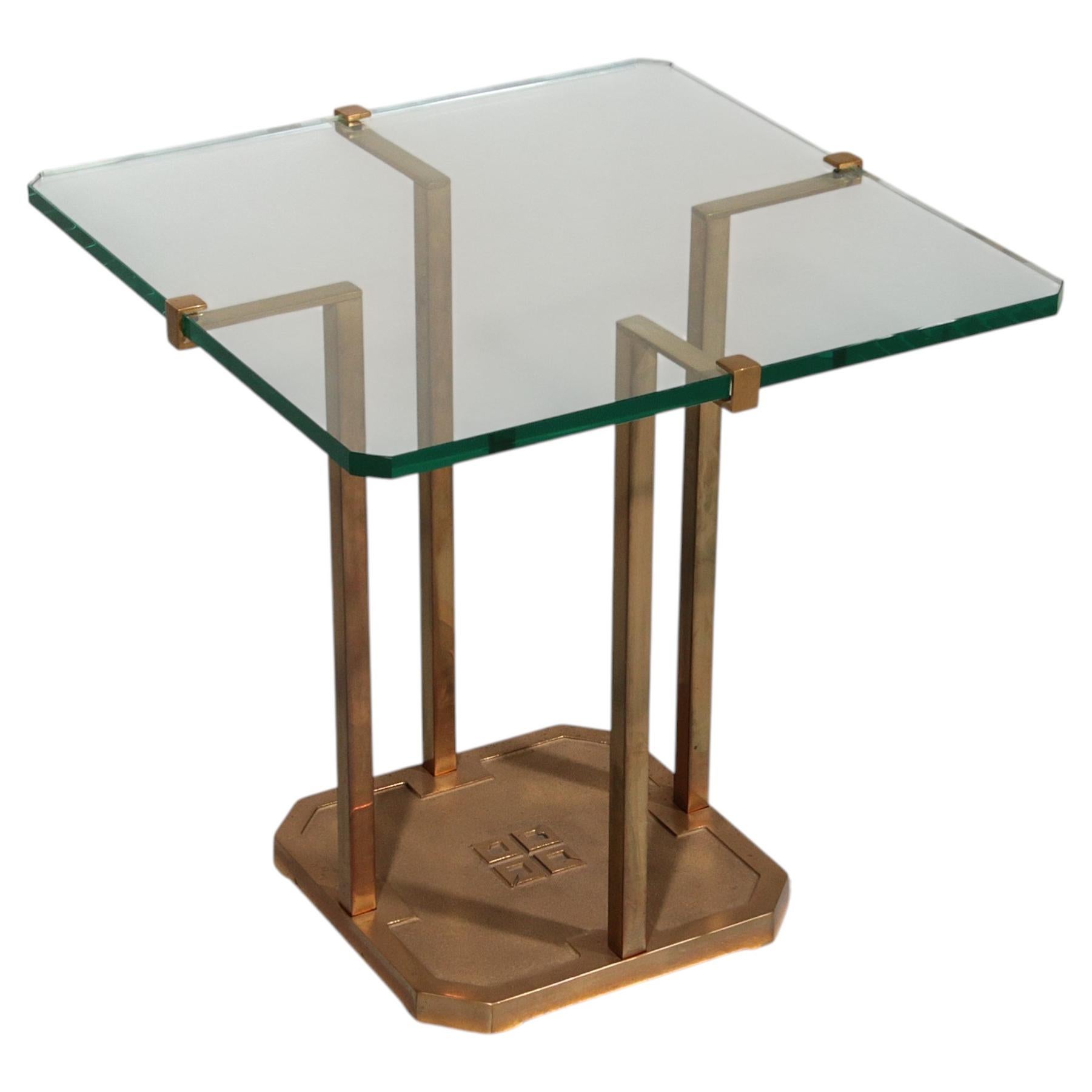 Mid-Century Modern Side Table by Peter Ghyczy, Brass & Glass, 1970