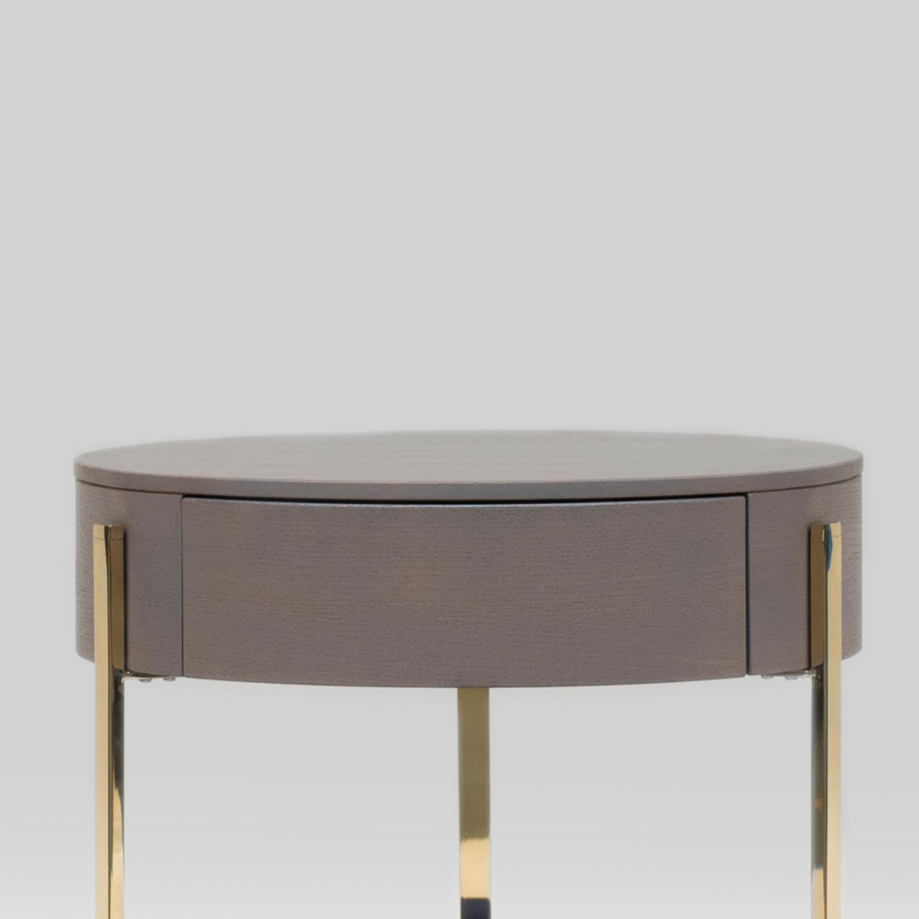 Contemporary Peter Ghyczy Side Table Pioneer Alice 'T79L' Brass Gloss / Oak 2557 / RAL 5002