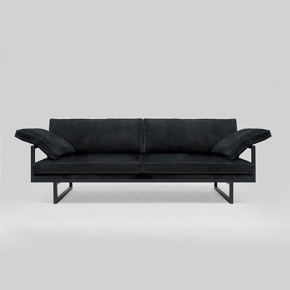 Powder-Coated Peter Ghyczy Sofa Urban Brad 'GP01' Charcoal or Black Fabric