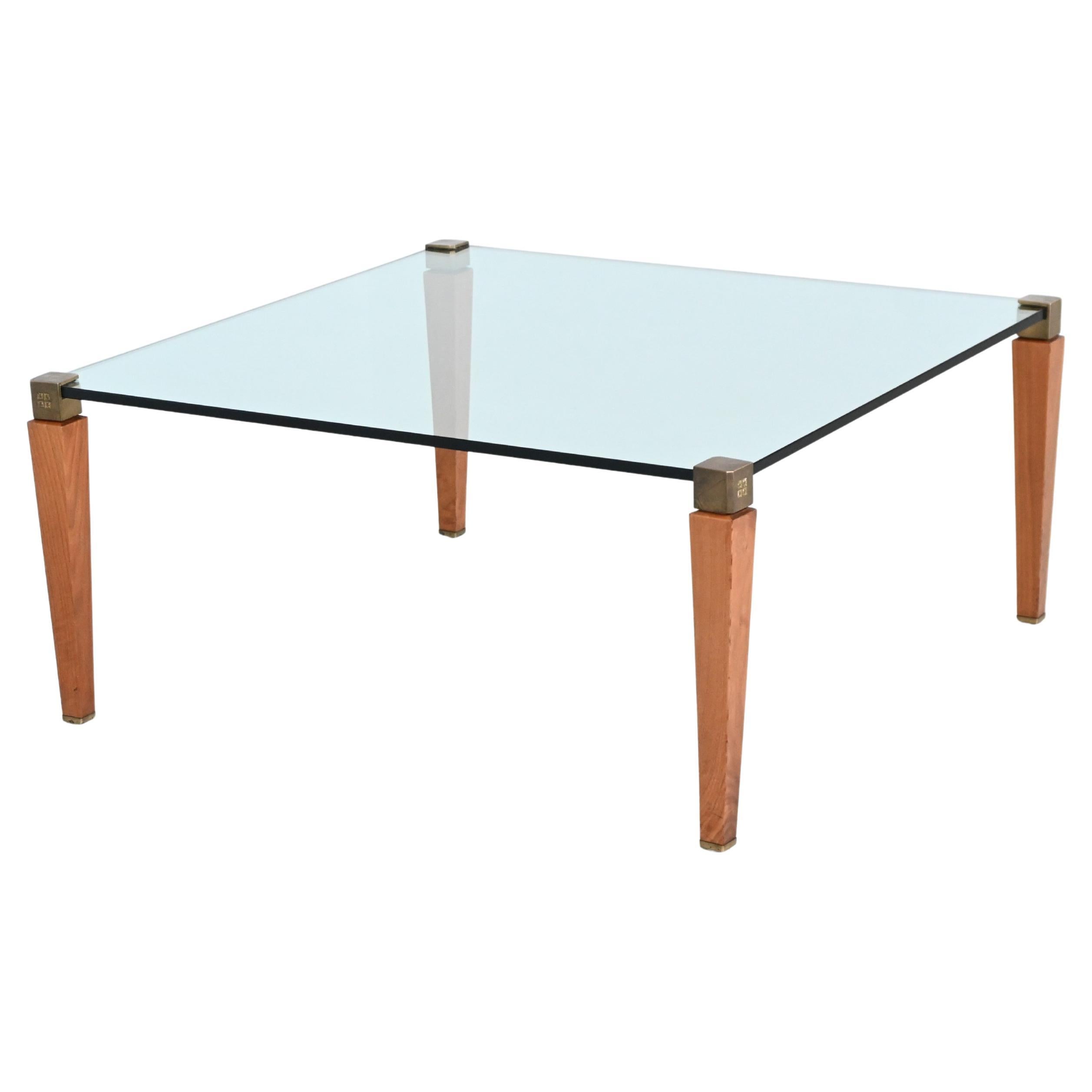 Peter Ghyczy square coffee table brass and glass The Netherlands 1970