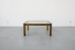 Tavolino in stile industriale in ottone e vetro Peter Ghyczy T09