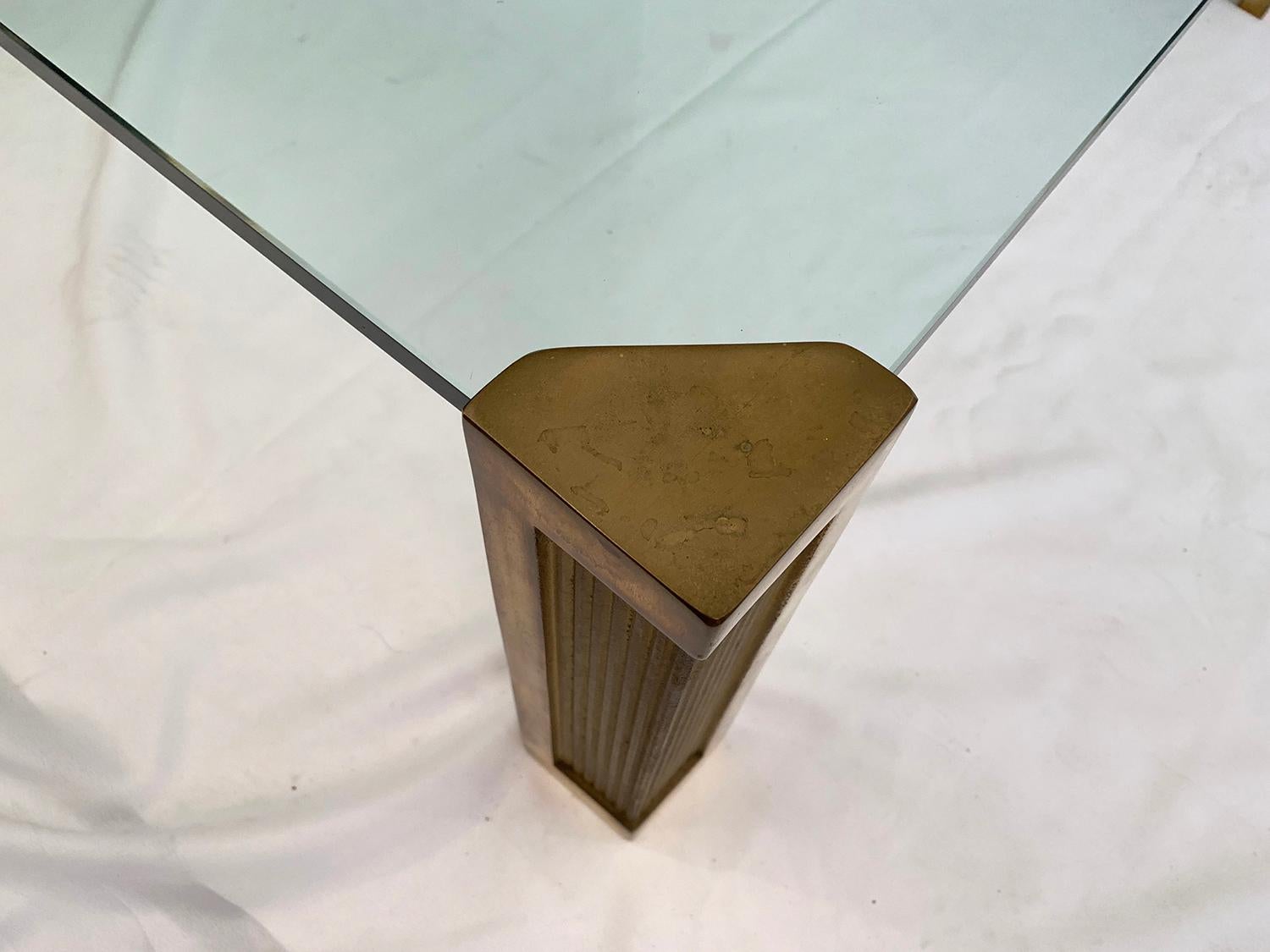 Peter Ghyczy T14 Brass and Glass Coffee Table, 1970s In Good Condition For Sale In Brussels, Brussels