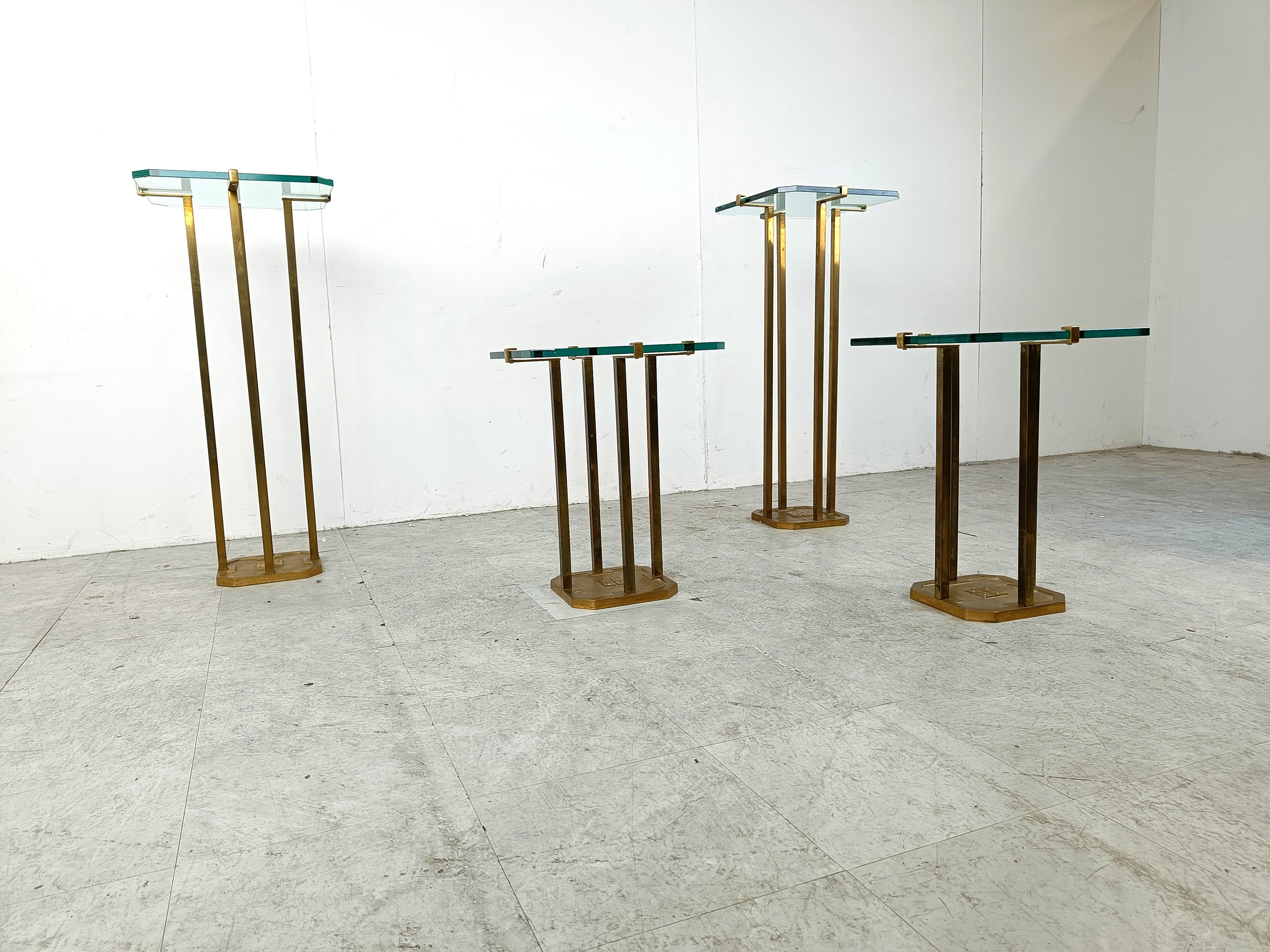 Peter Ghyczy T18 Glass and Brass Side Tables - set of 4   For Sale 4