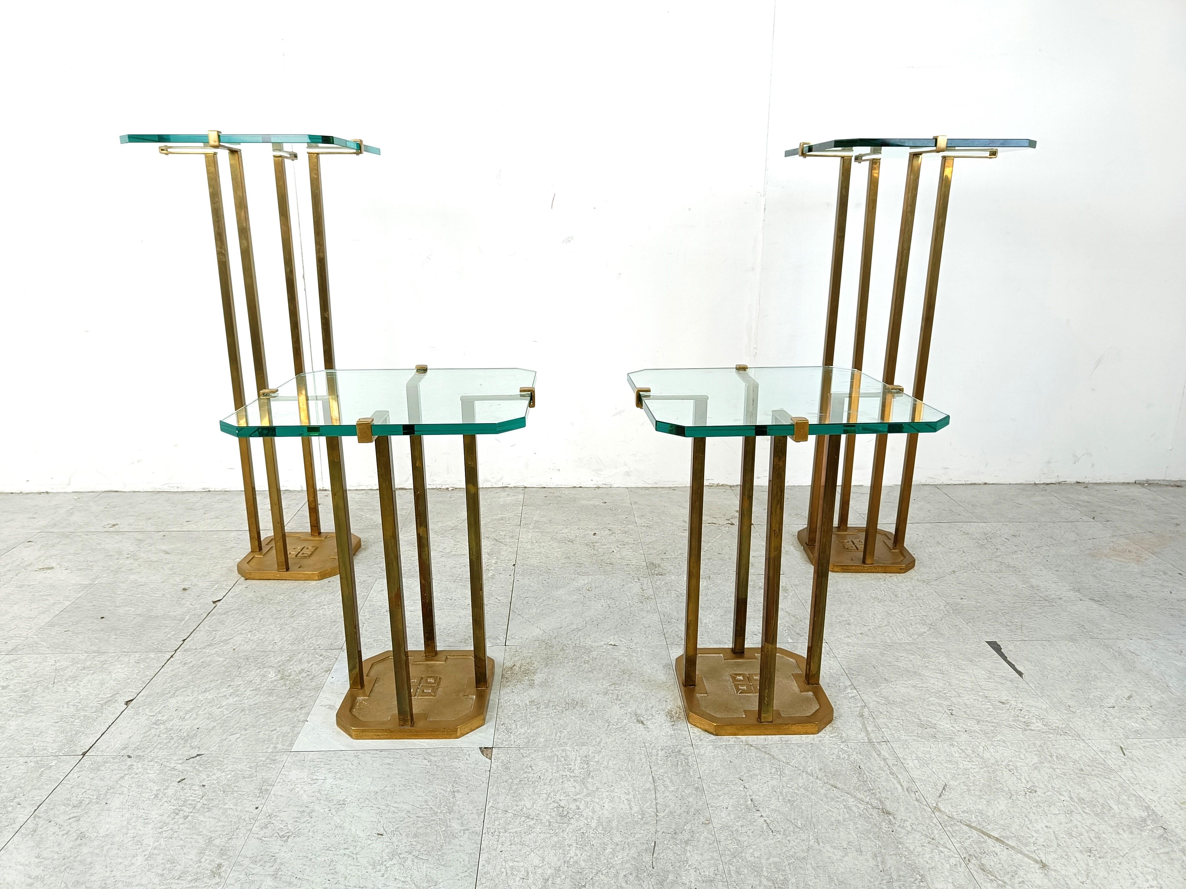Dutch Peter Ghyczy T18 Glass and Brass Side Tables - set of 4   For Sale