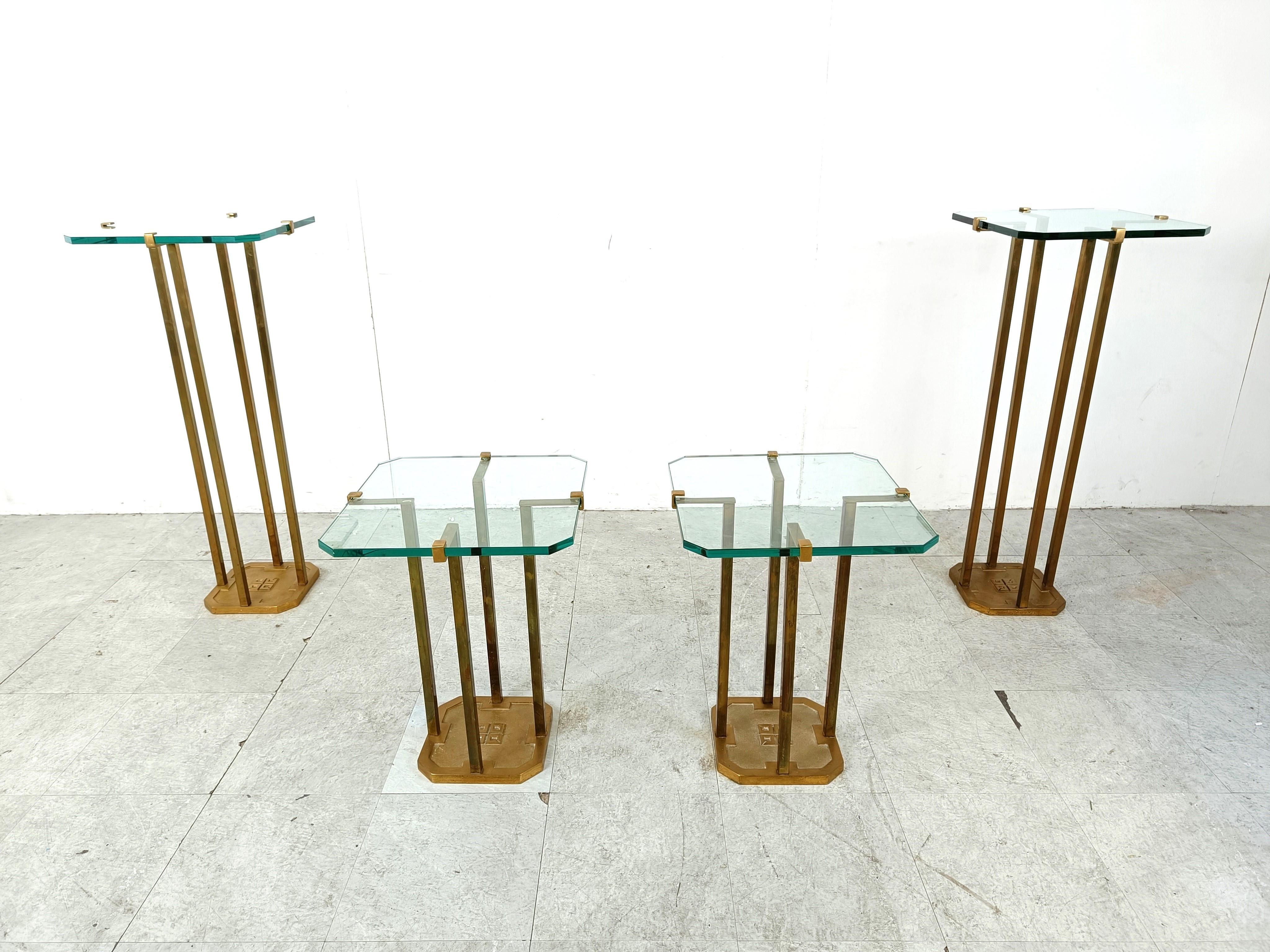 Peter Ghyczy T18 Glass and Brass Side Tables - set of 4   For Sale 1