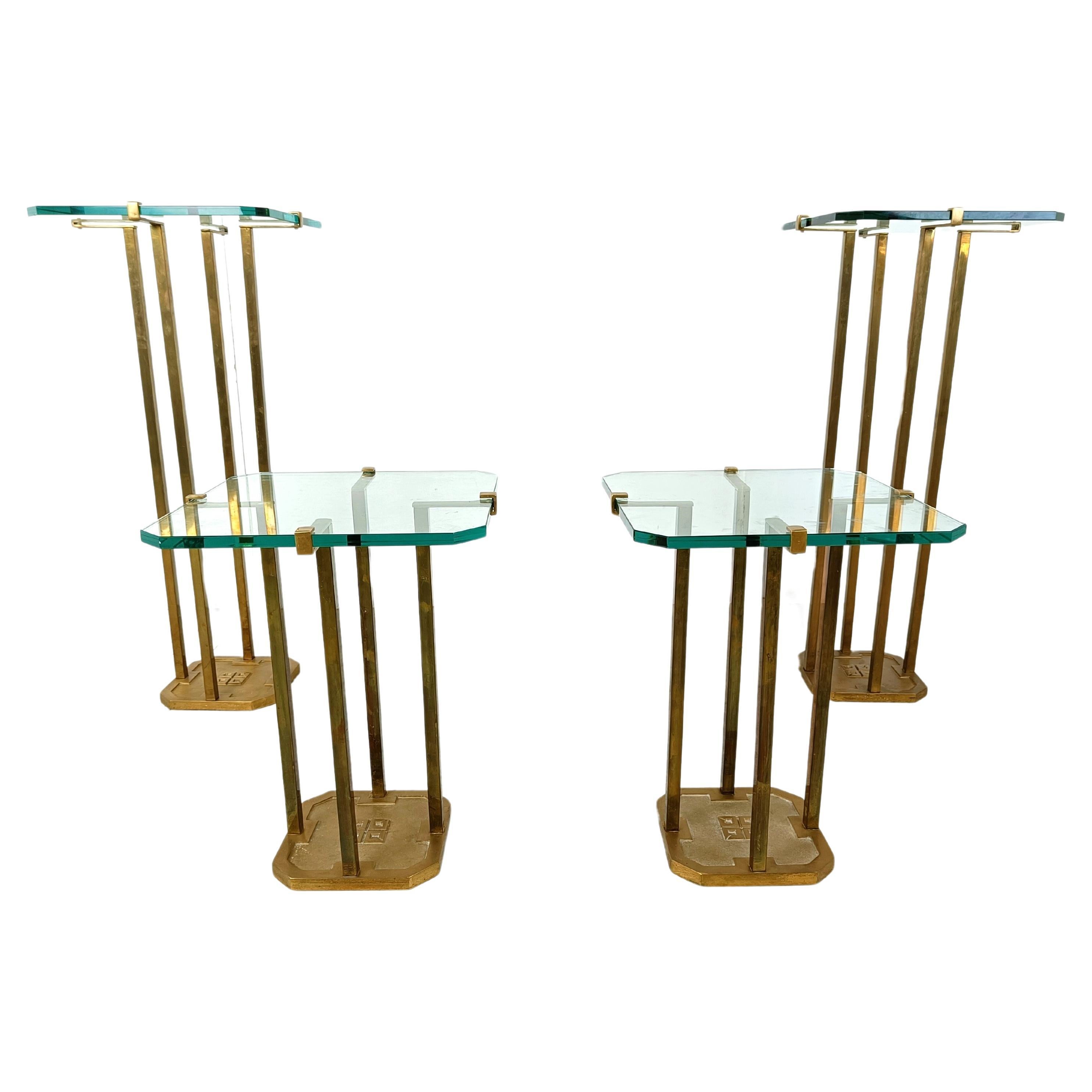 Peter Ghyczy T18 Glass and Brass Side Tables - set of 4   For Sale