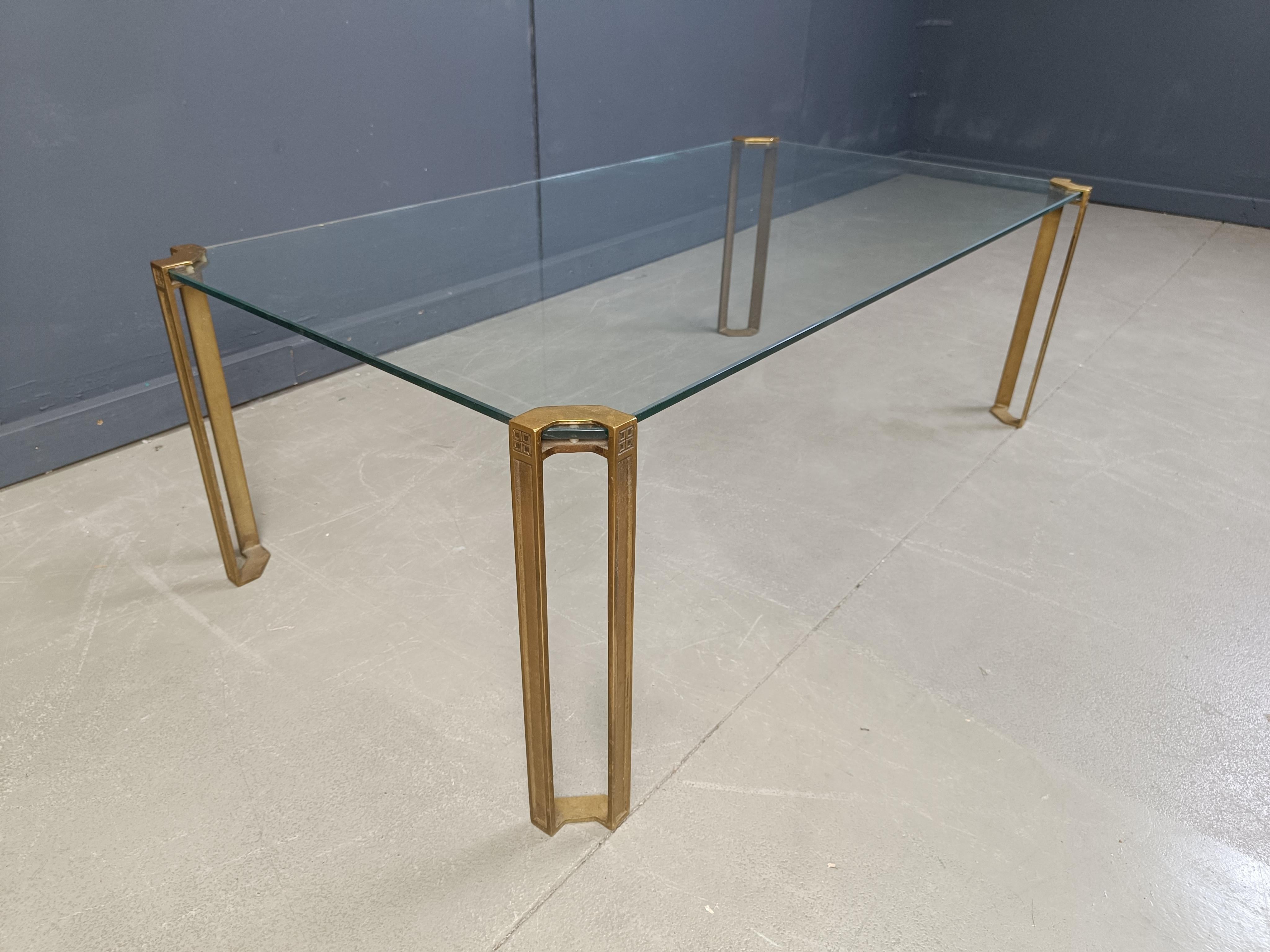 Late 20th Century Peter Ghyczy T24 Pioneer Glass and Cast Brass rectangular Coffee For Sale