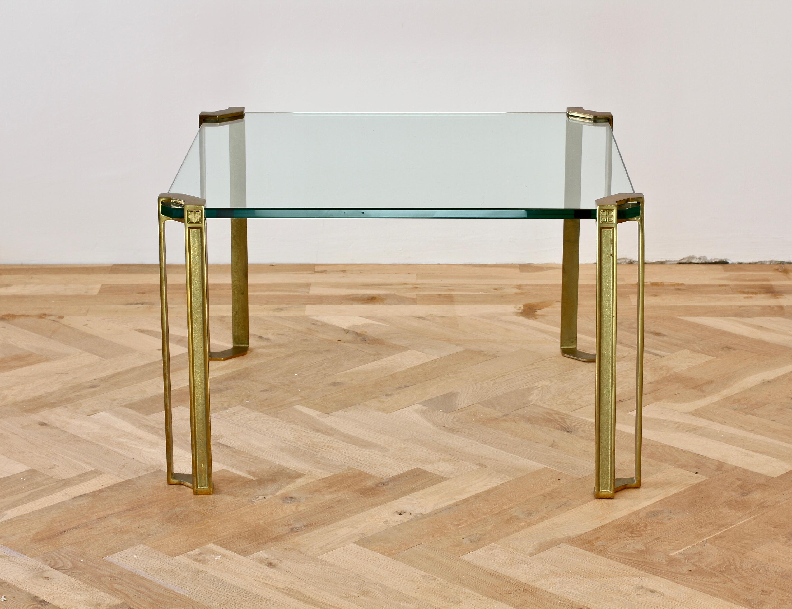 Late 20th Century Peter Ghyczy T24 Pioneer Glass and Cast Brass Square Coffee or Side Table, 1970s For Sale